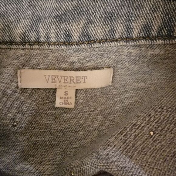 🆕️🧥Ververet Light Blue Jean Jacket With Rhinestone Studs, Sz S - Picture 6 of 6